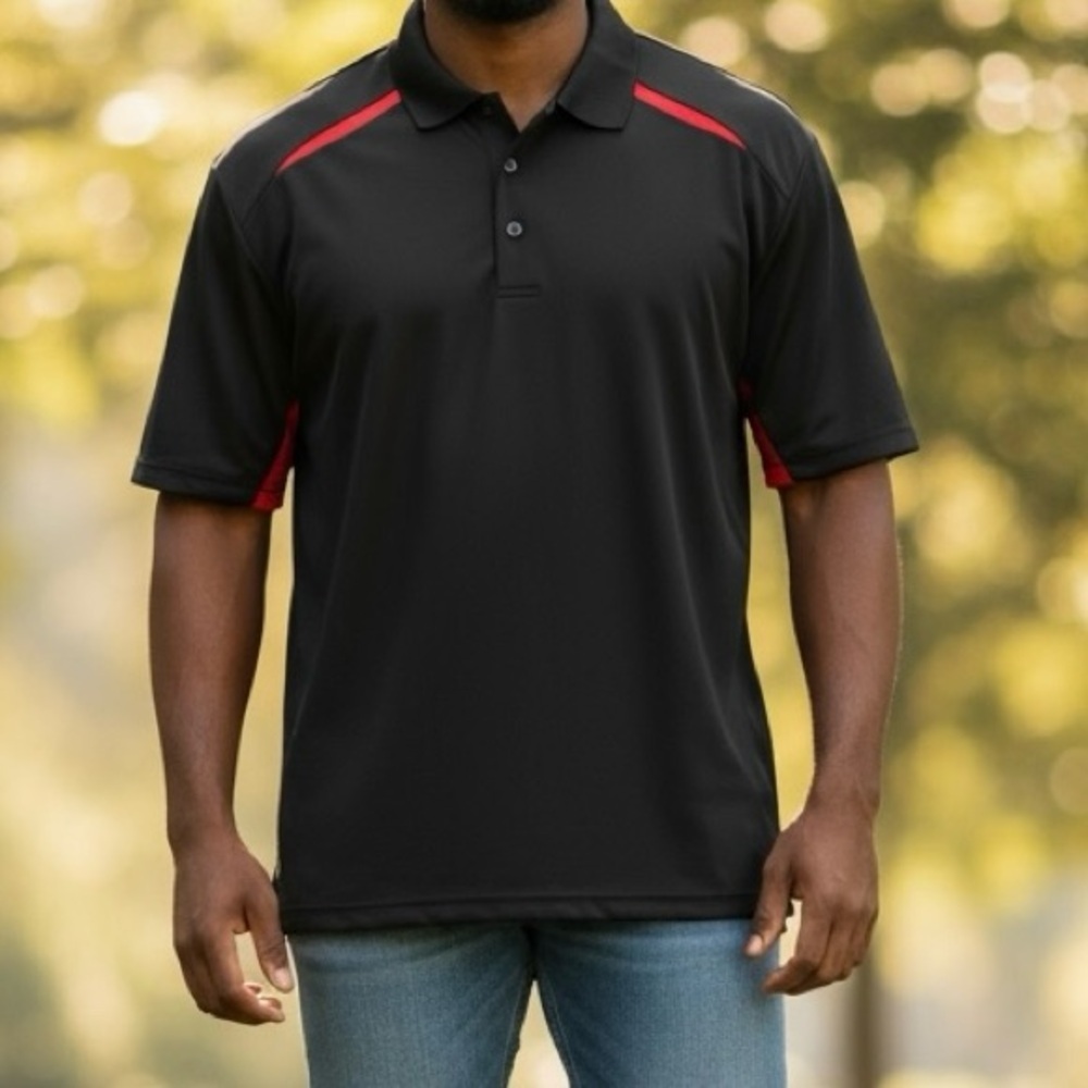 BEN HOGAN Performance Big Men's 3XL Polo Shirt Black Red 3 button short sleeve - Picture 2 of 6